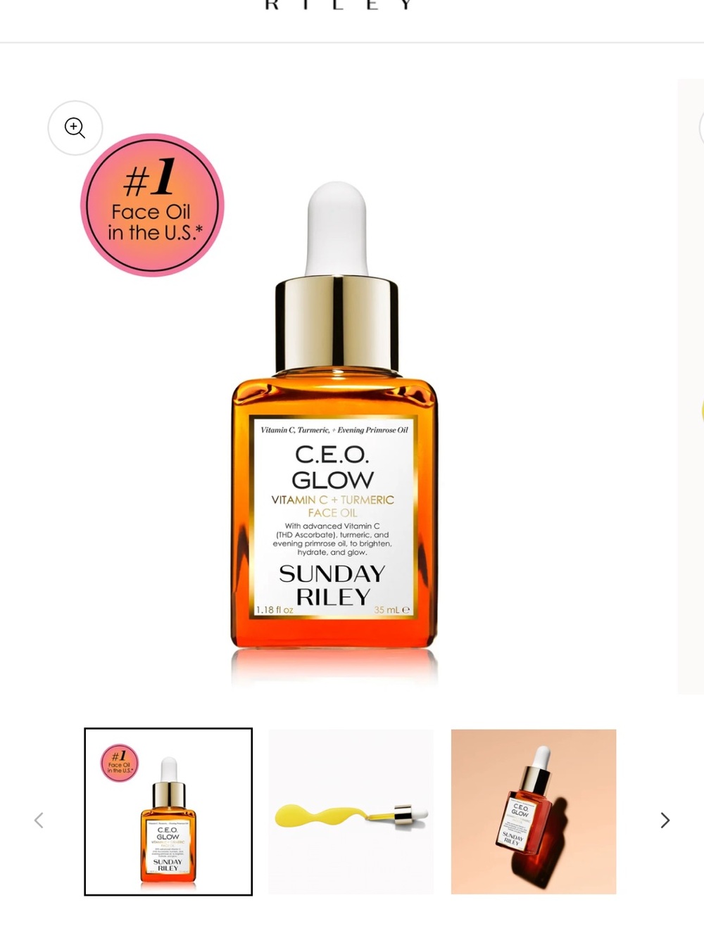Sunday Riley C.E.O. Glow Face Oil — Orange & Gold Accents